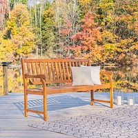 Jonathan Y Laurel Slat Back Acacia Wood Outdoor Garden Patio Bench