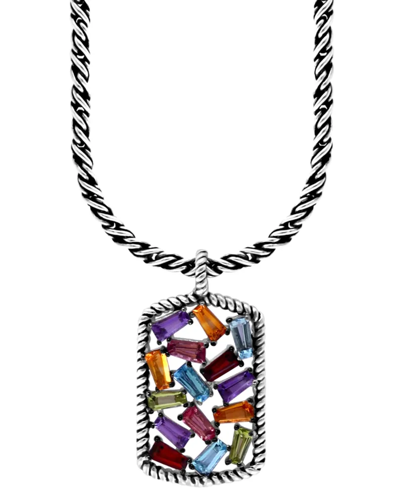 Effy Multi-Gemstone Scattered Cluster 18" Pendant Necklace (2-1/20 ct. t.w.) in Sterling Silver
