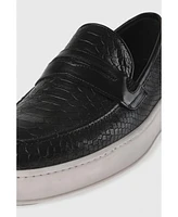 Furniq Uk Men's Python Pattern Genuine Leather Black Shoes