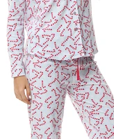 Ink+Ivy Women's Long Sleeve Notch Collar Top with Lounge Pants 2 Piece Pajama Set