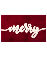 Avanti Merry Festive Script Holiday Bath Rug, 20" x 32"