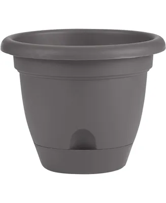 Bloem Lucca Self-Watering Planter with Saucer, Charcoal, 14 Inches
