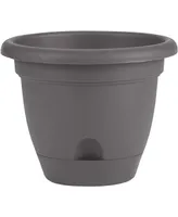 Bloem Lucca Self-Watering Planter with Saucer, Charcoal, 14 Inches
