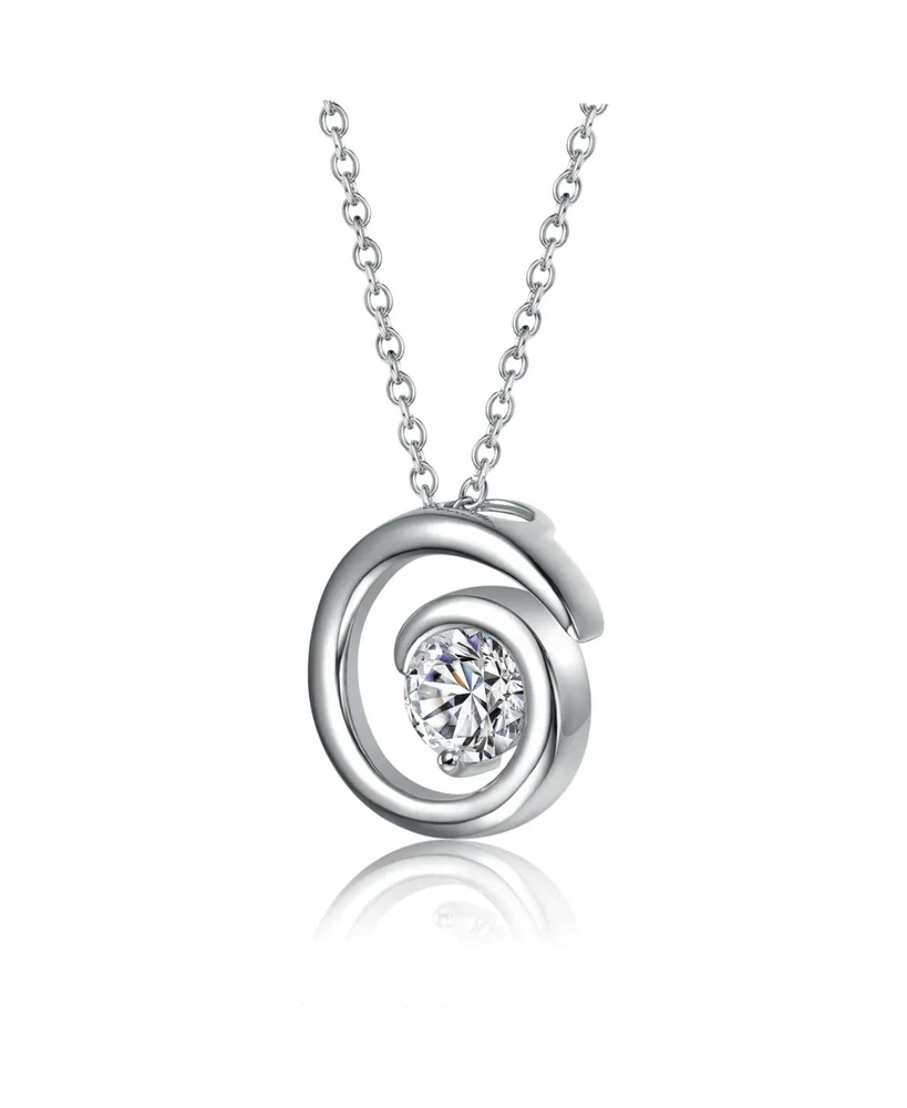 Sterling Silver White Gold Plated with 1ct Lab Created Moissanite Open Eternity Circle Swirl Pendant Necklace