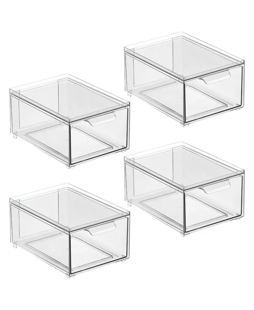 mDesign Plastic Stackable Closet Storage Organizer with Drawer - 4