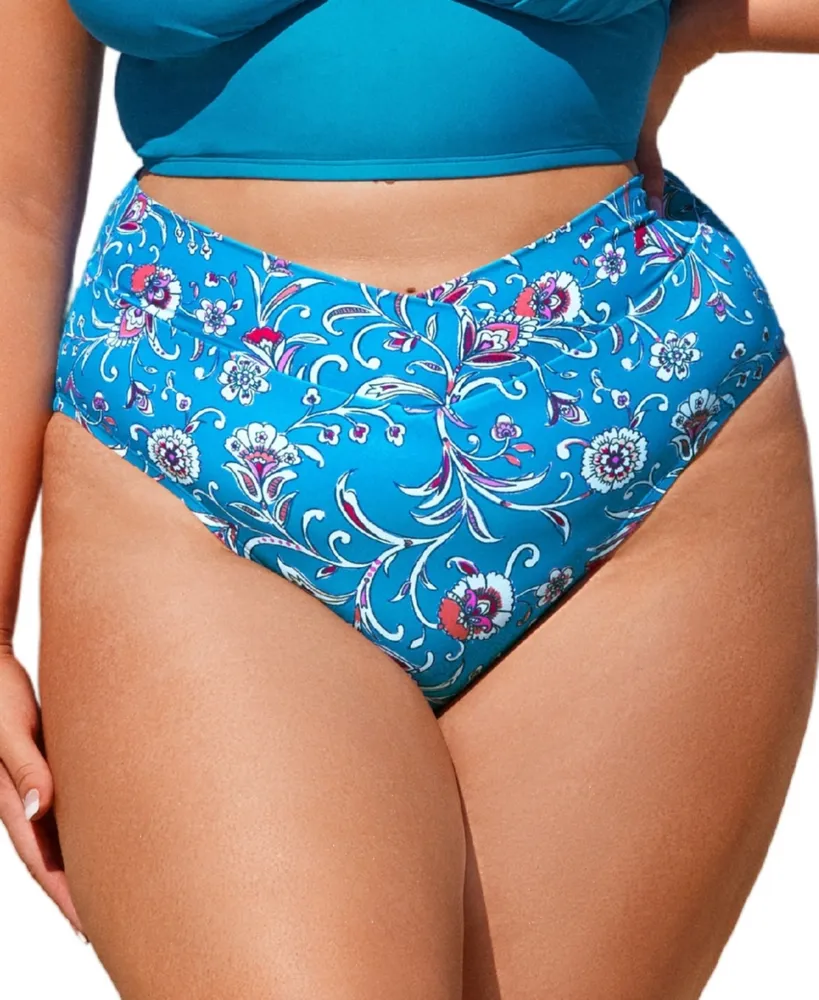 Teal V Front Bikini Bottom, Swimwear