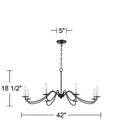 Marinec Black Hanging Chandelier Lighting 42" Wide Farmhouse Rustic Bent Arms 8