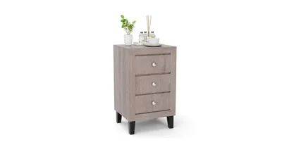 Modern Nightstand with 3 Drawers for Bedroom Living Room