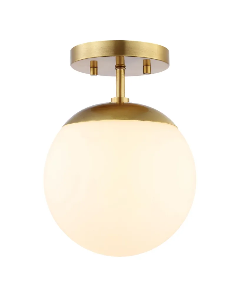 Jonathan Y Marcel 1-Light Bohemian Farmhouse Iron/Frosted Glass Led Semi Flush Mount