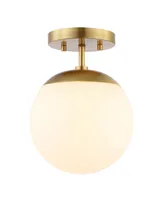 Jonathan Y Marcel 1-Light Bohemian Farmhouse Iron/Frosted Glass Led Semi Flush Mount