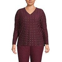 Lands' End Women's Plus Size Long Sleeve Performance V-Neck Top