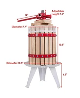 Costway 1.6 Gallon Fruit Wine Press Cider Apple Grape Crusher Juice Maker Tool Wood