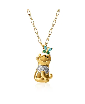 Disney Winnie the Pooh Gold-Plated Butterfly and Pooh Pendant with Paper Clip Chain, 18''
