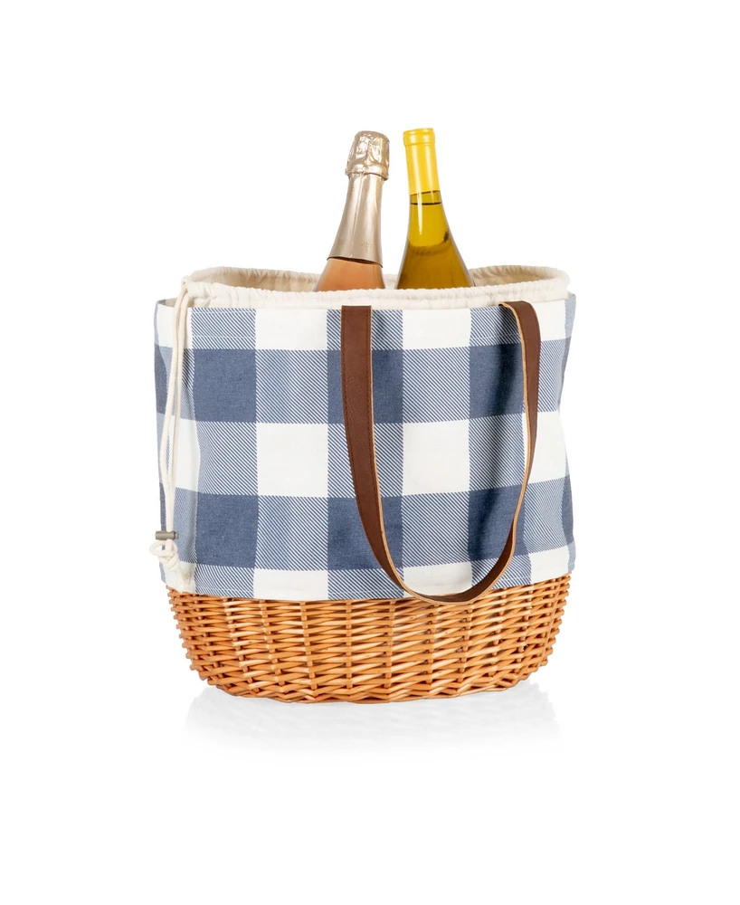 Picnic Time Coronado Canvas and Willow Basket Tote Bag