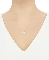 Opal (1-1/2 ct. t.w.) & Diamond (1/20 ct. t.w.) Flower 18" Pendant Necklace in 14k Gold