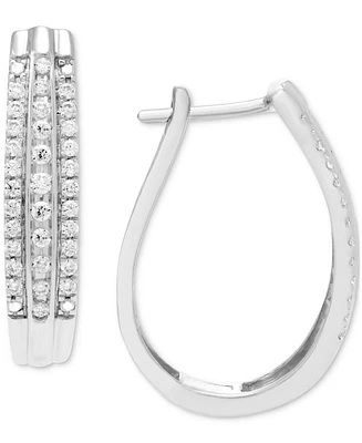 Diamond Three Row Oval Hoop Earrings (1/2 ct. tw.) 10k White or Yellow Gold