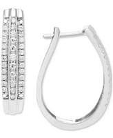 Diamond Three Row Oval Hoop Earrings (1/2 ct. tw.) 10k White or Yellow Gold