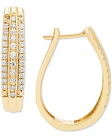 Diamond Three Row Oval Hoop Earrings (1/2 ct. tw.) in 10k White or Yellow Gold