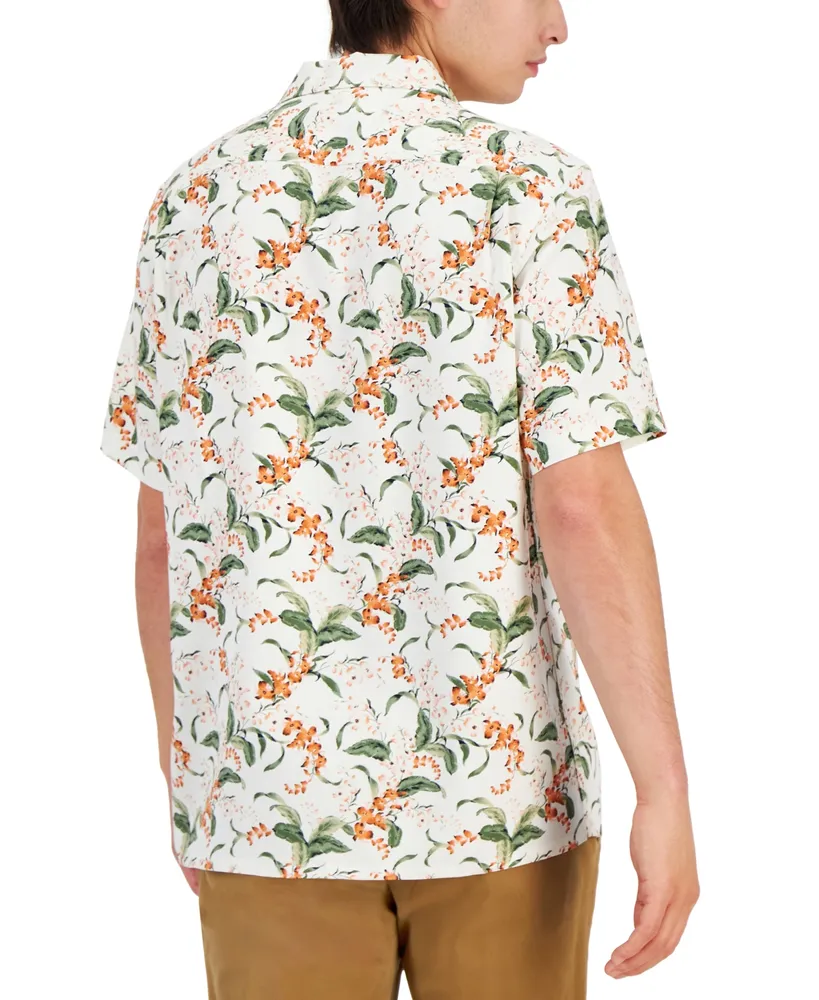 Club Room Men's Elevated Short-Sleeve Floral Print Button-Front Camp Shirt, Created for Macy's