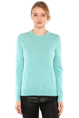 Jennie Liu Women's 100% Pure Cashmere Long Sleeve Crew Neck Pullover Sweater