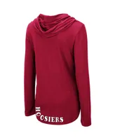 Women's Colosseum Crimson Indiana Hoosiers My Lover Lightweight Hooded Long Sleeve T-shirt