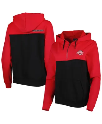 Women's Colosseum Black, Scarlet Ohio State Buckeyes Aidan Lightweight Quarter-Zip Hoodie