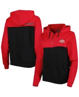 Women's Colosseum Black, Scarlet Ohio State Buckeyes Aidan Lightweight Quarter-Zip Hoodie