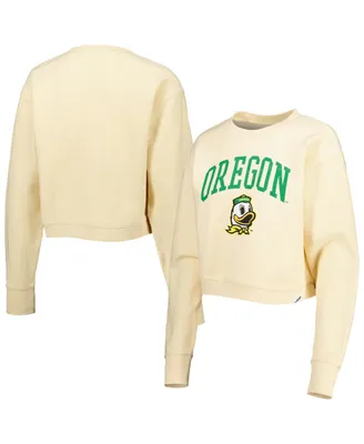 Women's League Collegiate Wear Cream Oregon Ducks Classic Campus Corded Timber Sweatshirt