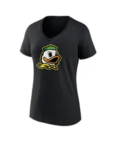 Women's Fanatics Black Oregon Ducks Evergreen Logo V-Neck T-shirt