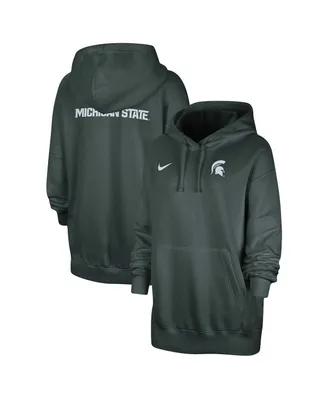 Women's Nike Green Michigan State Spartans Sideline Two-Hit Club Fleece Pullover Hoodie