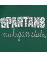 Women's Pressbox Green Michigan State Spartans Steamboat Animal Print Raglan Pullover Sweatshirt