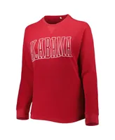 Women's Pressbox Crimson Alabama Tide Surf Southlawn Waffle-Knit Thermal Tri-Blend Long Sleeve T-shirt