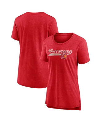 Women's Fanatics Heather Red Distressed Tampa Bay Buccaneers Original Play Tri-Blend T-shirt