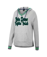 Women's Colosseum Heathered Gray Notre Dame Fighting Irish Andy V-Neck Pullover Hoodie