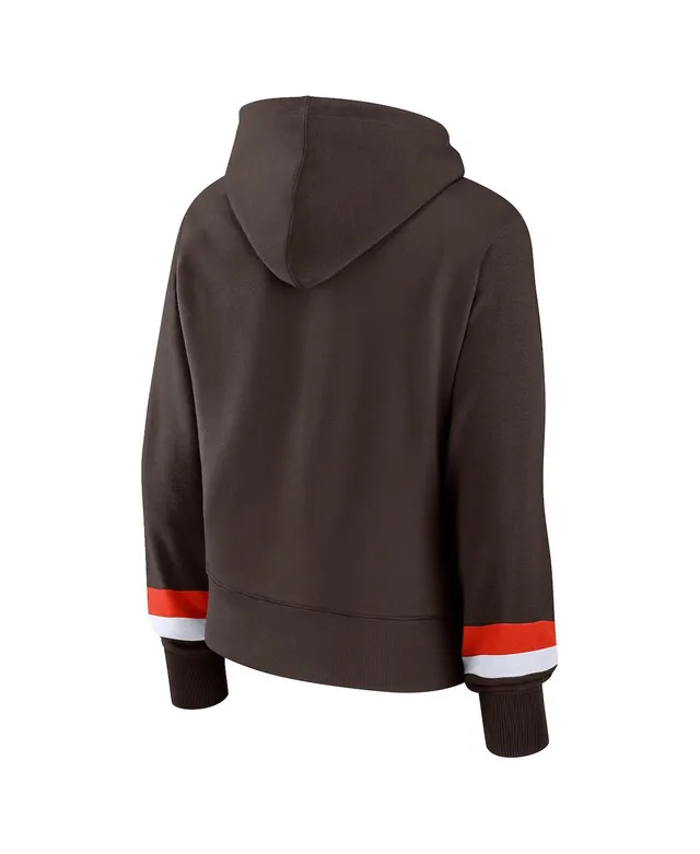 Women's New Era Brown Cleveland Browns Foil Sleeve Pullover Hoodie