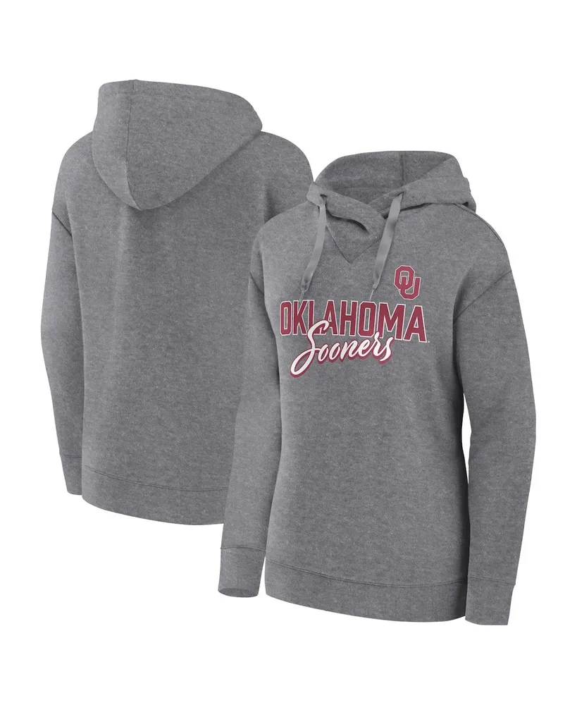 Women's Fanatics Heather Gray Oklahoma Sooners Script Favorite Pullover Hoodie