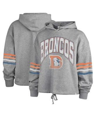 Women's '47 Brand Heather Gray Distressed Denver Broncos Upland Bennett Pullover Hoodie