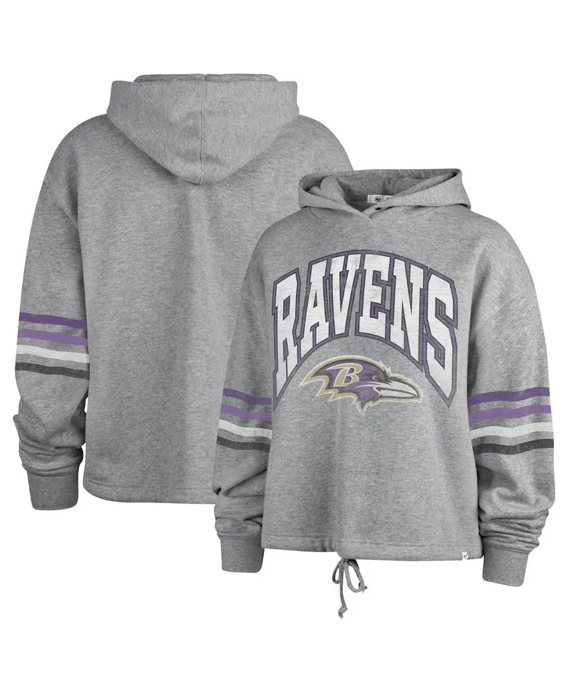 Women's '47 Brand Heather Gray Distressed Baltimore Ravens Upland Bennett Pullover Hoodie