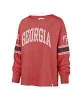 Women's '47 Brand Red Distressed Georgia Bulldogs Allie Modest Raglan Long Sleeve Cropped T-shirt