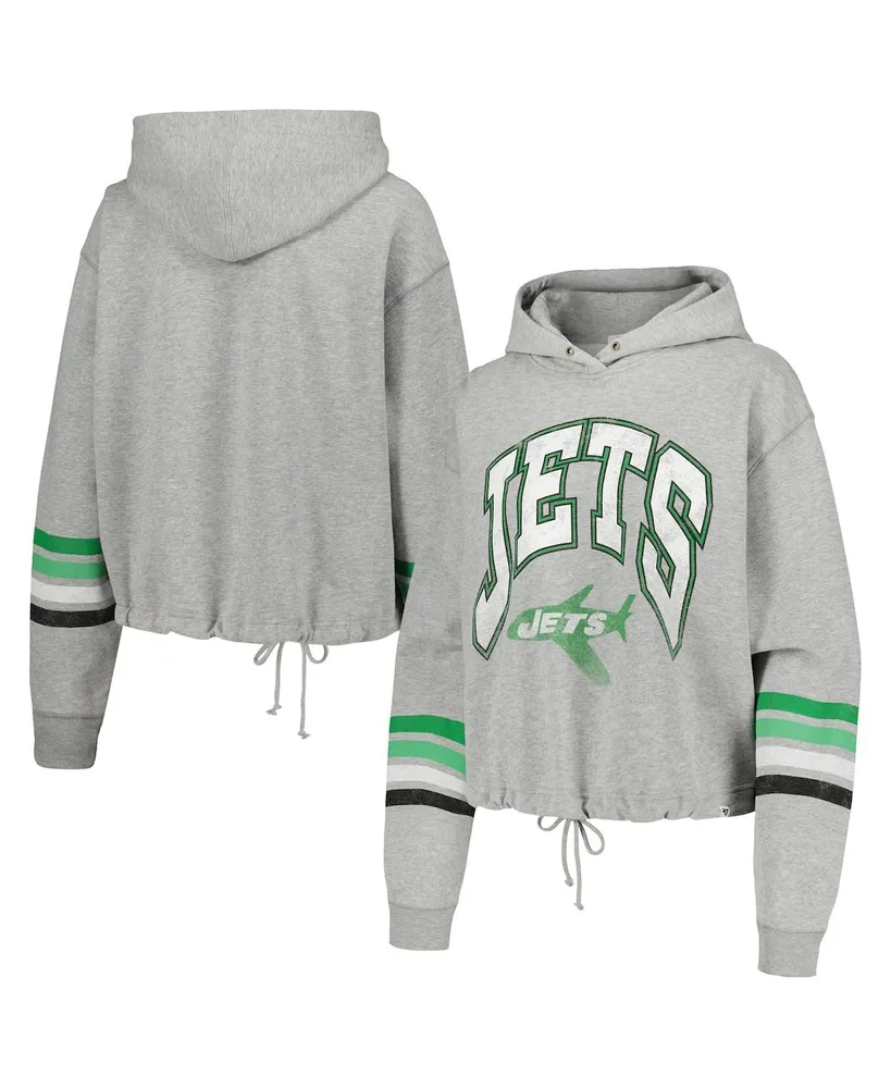 Women's '47 Brand Heather Gray Distressed New York Jets Upland Bennett Pullover Hoodie