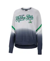 Women's Colosseum Gray Notre Dame Fighting Irish Cue Cards Dip-Dye Raglan Pullover Sweatshirt