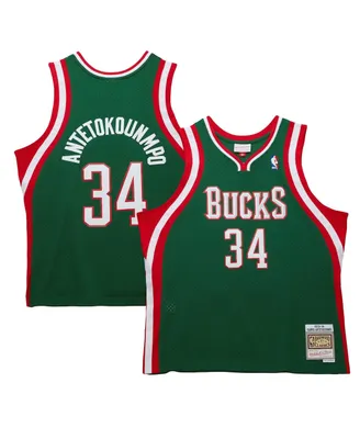 Men's Mitchell & Ness Giannis Antetokounmpo Hunter Green Milwaukee Bucks 2013/14 Hardwood Classics Swingman Jersey