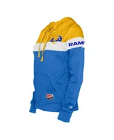 Women's New Era Royal, Gold Los Angeles Rams Throwback Colorblock Full-Zip Hoodie