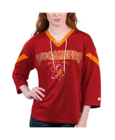 Women's Starter Red Tampa Bay Buccaneers Rally Lace-Up 3/4 Sleeve T-shirt