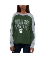 Women's G-iii 4Her by Carl Banks Green, Gray Michigan State Spartans Smash Oversized Long Sleeve T-shirt