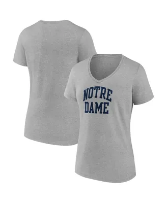 Women's Fanatics Heather Gray Notre Dame Fighting Irish Basic Arch V-Neck T-shirt