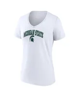 Women's Fanatics White Michigan State Spartans Evergreen Campus V-Neck T-shirt