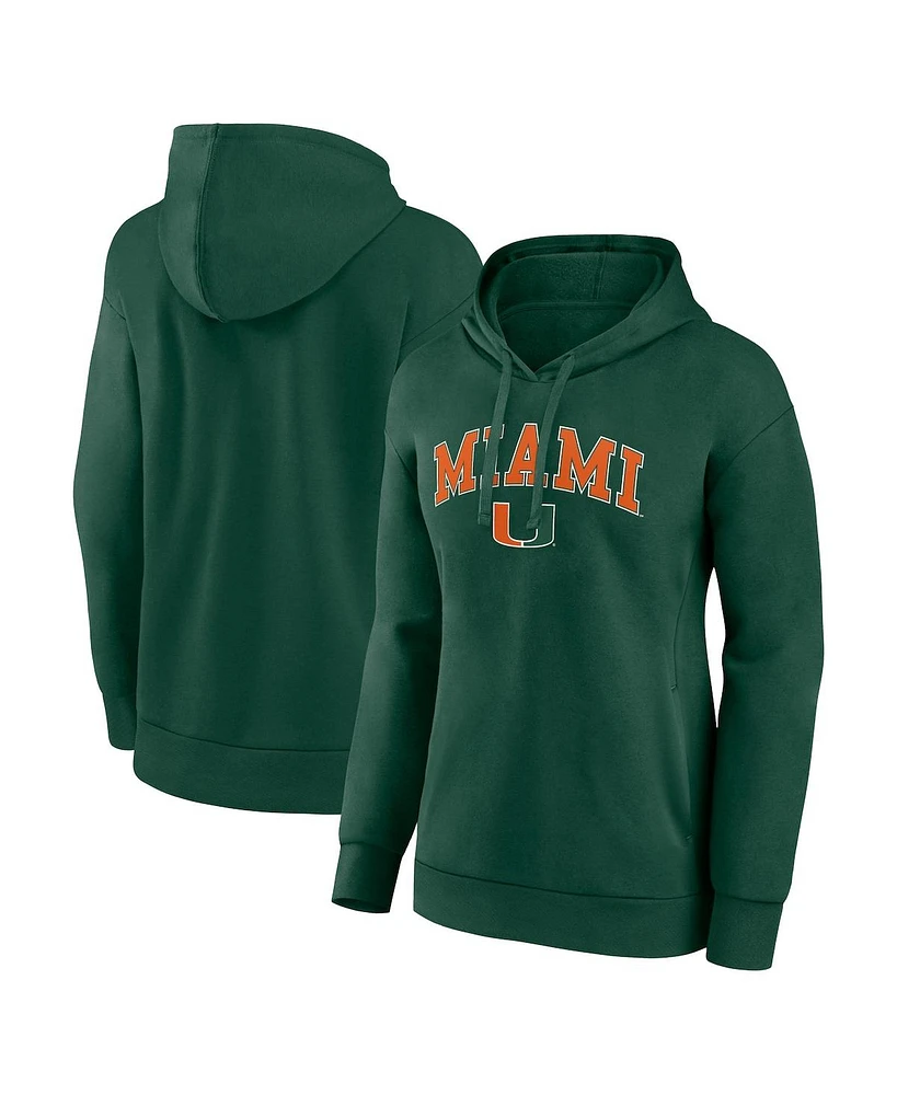 Women's Fanatics Green Miami Hurricanes Evergreen Campus Pullover Hoodie