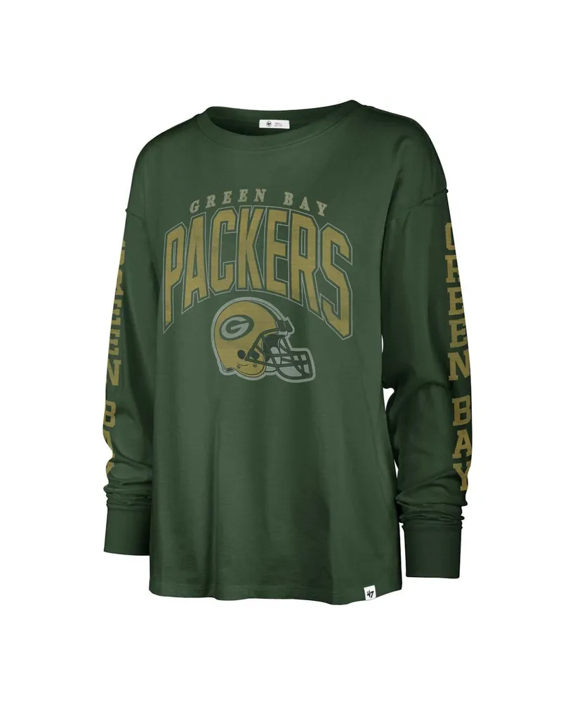 Women's '47 Brand Green Distressed Bay Packers Tom Cat Long Sleeve T-shirt