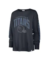 Women's '47 Brand Navy Distressed Tennessee Titans Tom Cat Long Sleeve T-shirt